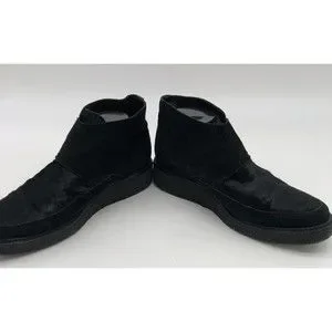 All Saints Mens Black Boot Double Monk Crepe Sole 43 us 9 9.5 Leather Suede Hair All Saints Mens Harland BLACK SUEDE Cap Toe Leather Boots  main image 4